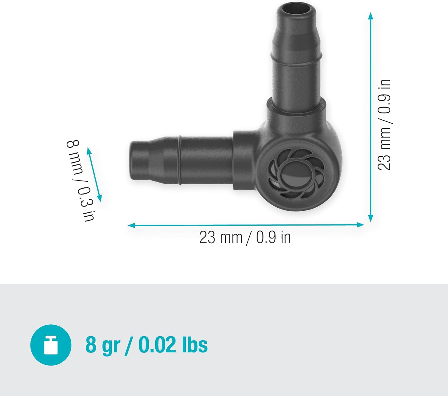 L-Stück für Gardena Micro-Drip 4,6 mm (3/16 Zoll): Zur Änderung der Verteilungsrichtung und der Tropfleitungen um 90 Grad, knickfreie Installation, einfache und flexible Verbindungstechnik (13212-20)