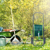 Relaxdays Schlauchwagen 45m 1/2" Wasserschlauchtrommel Garten 82,5 x 43 x 34cm grau-grün