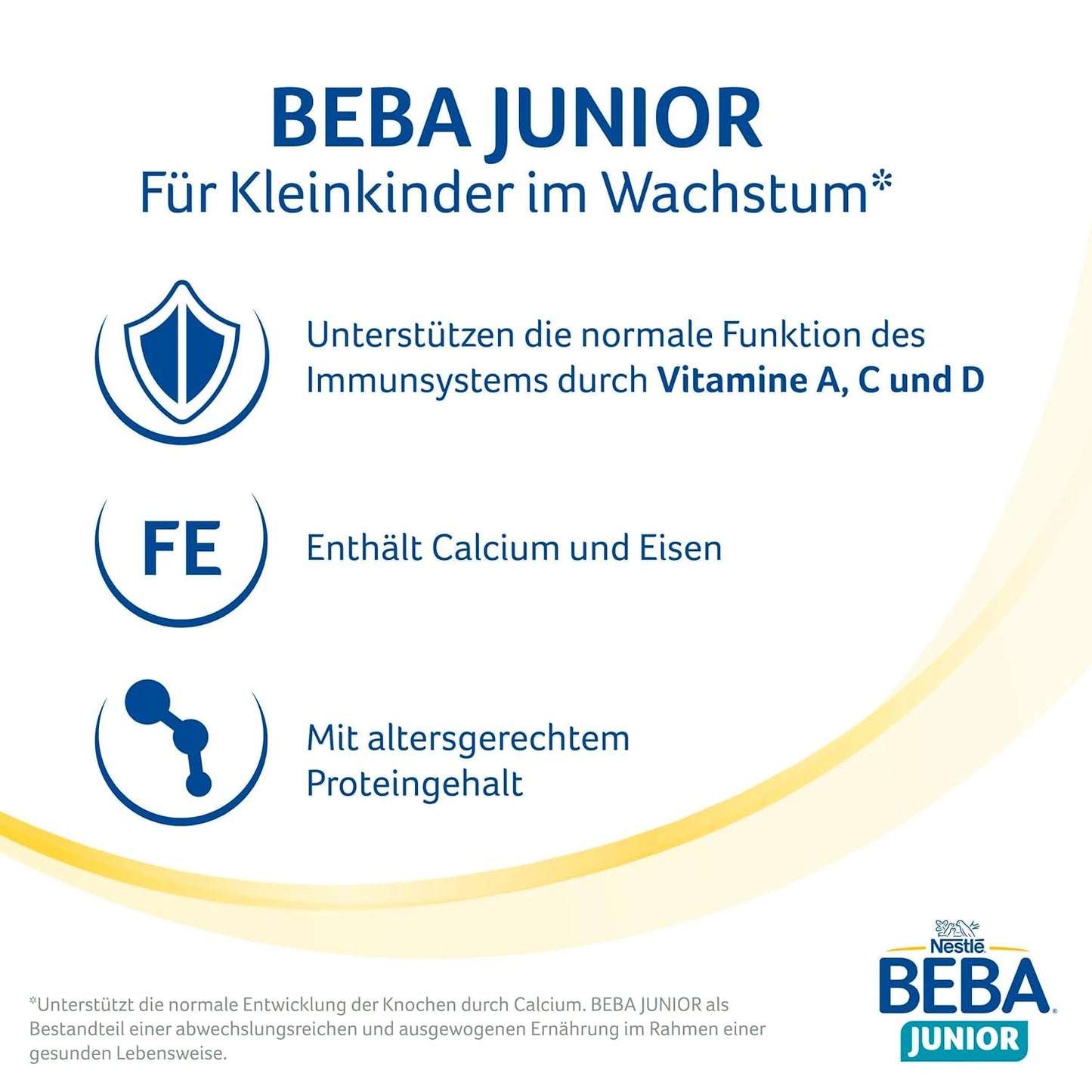 BEBA Junior 1+ Milchgetränk ab 1 Jahr, Mit HMO, Altersgerechter Proteingehalt, Nur Laktose, Ohne Palmöl, Ohne Fischöl, Kleinkindnahrung, Babymilchpulver, 3er Pack (3 x 800g)