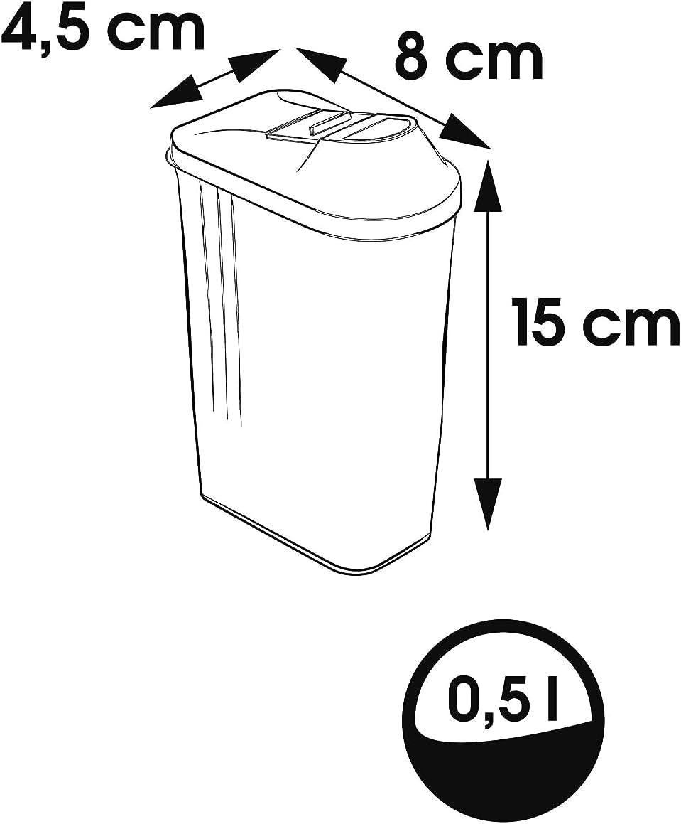 keeeper Ausgießbox für Trockenvorräte, stufenlos verstellbarer Dosierdeckel, Kunststoff, 500 ml, 8 x 4,5 x 15 cm, Paola, weiß Frischhaltedosen Naty Shop