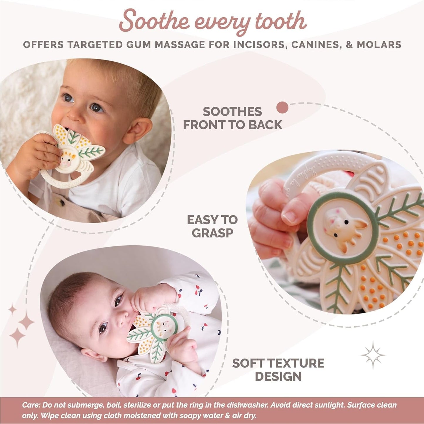 Sophie die Giraffe – Beißring mit tausend Blättern Sophie die Giraffe – Kauspielzeug – Gummi – Verschiedene Texturen – Für Babys ab 0 Monaten