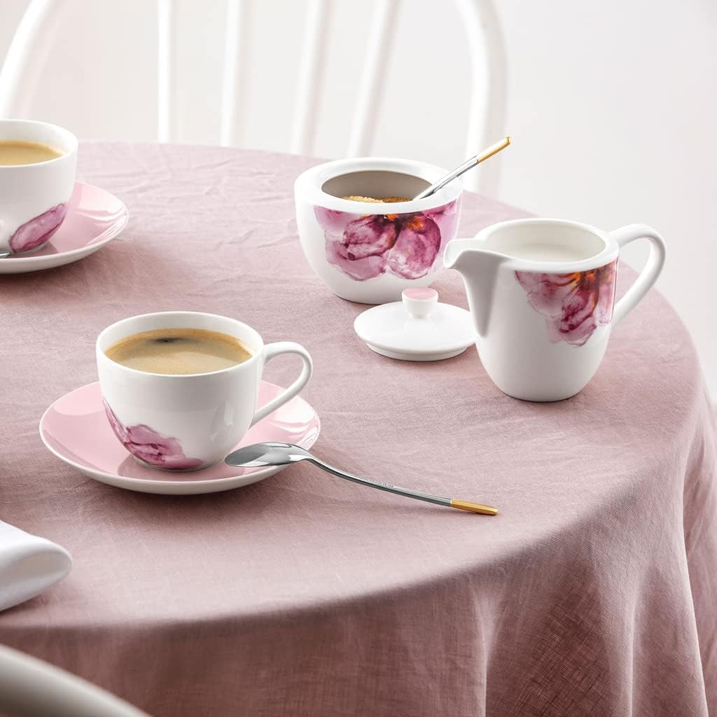 Villeroy & Boch - Rose Garden Milchbecher, 280 ml, Premium Porzellan, weiß/rosa