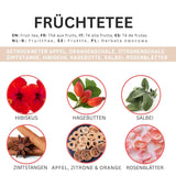 Früchtetee – 100 g Aromatisierte Früchtemischung mit Apfel, Hibiskus und Zimt – Druckverschlussbeutel, ca. 25 Tassen – Ohne Zusatzstoffe, verpackt in Deutschland