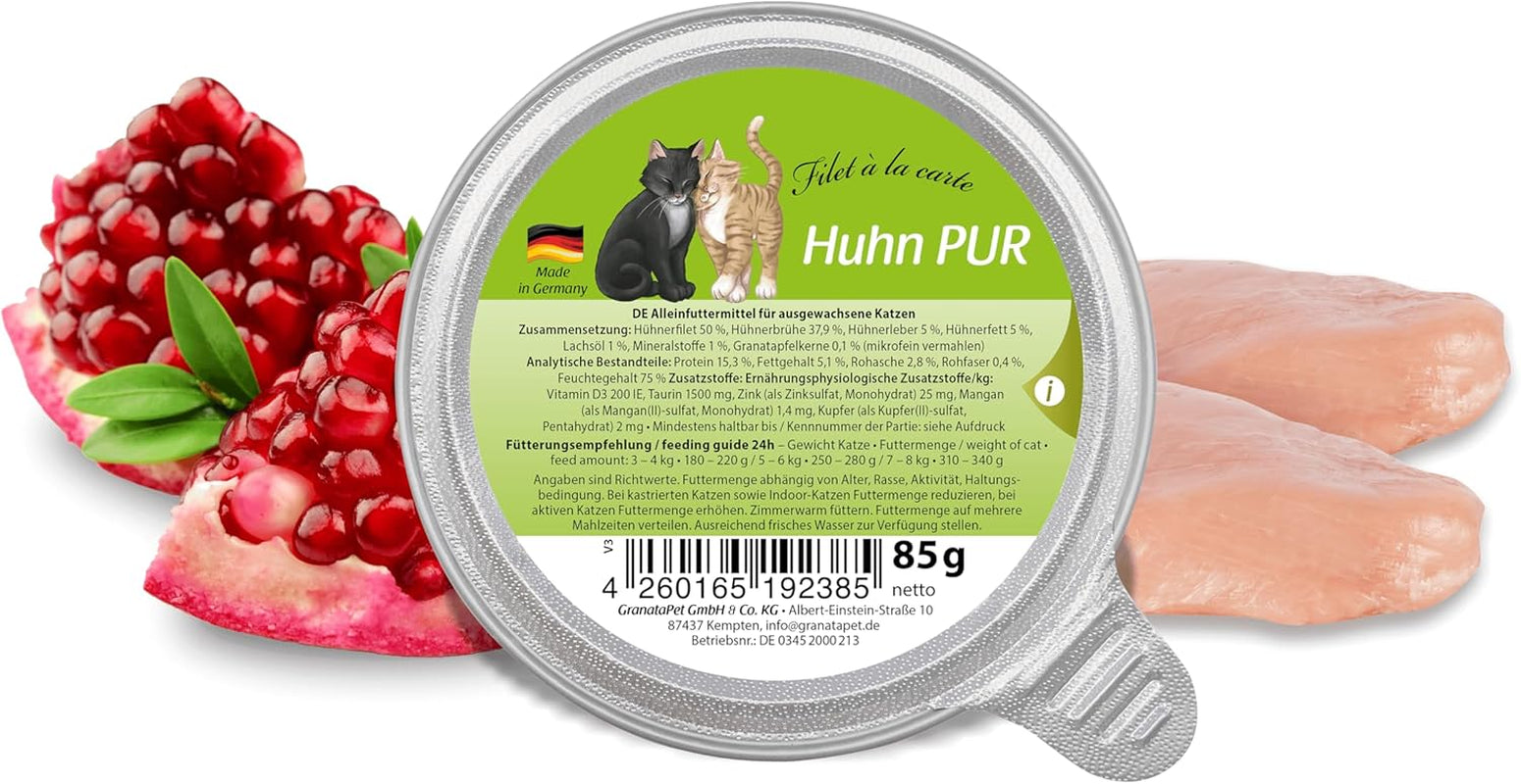 GranataPet Filet à la carte Huhn PUR, Nassfutter für Katzen, getreidefreie Filetstücke, Katzenfutter ohne Zuckerzusatz, hoher Fleischanteil, 6 x 85 g