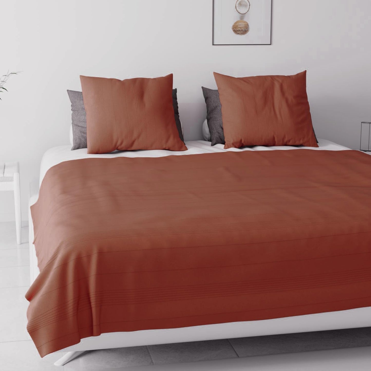 Soleil D'Ocre, Adele, Tagesdecke, Sofaüberwurf, Baumwolle, ziegelrot, 220 x 240 cm Betten und Decken Besuchen Sie den Soleil d'ocre-Store