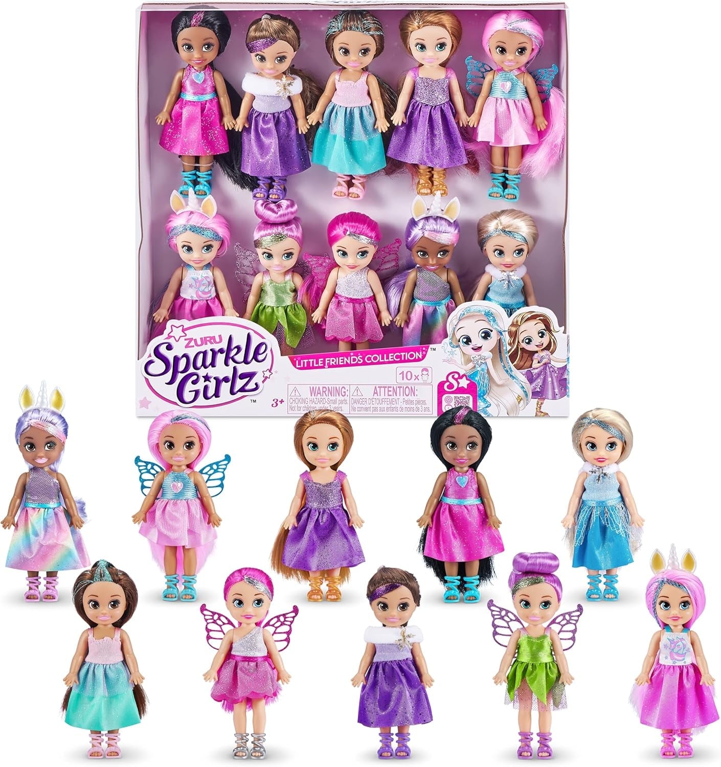 -Puppen-4,7"-Fantasy Little Friend Collection 10er-Set