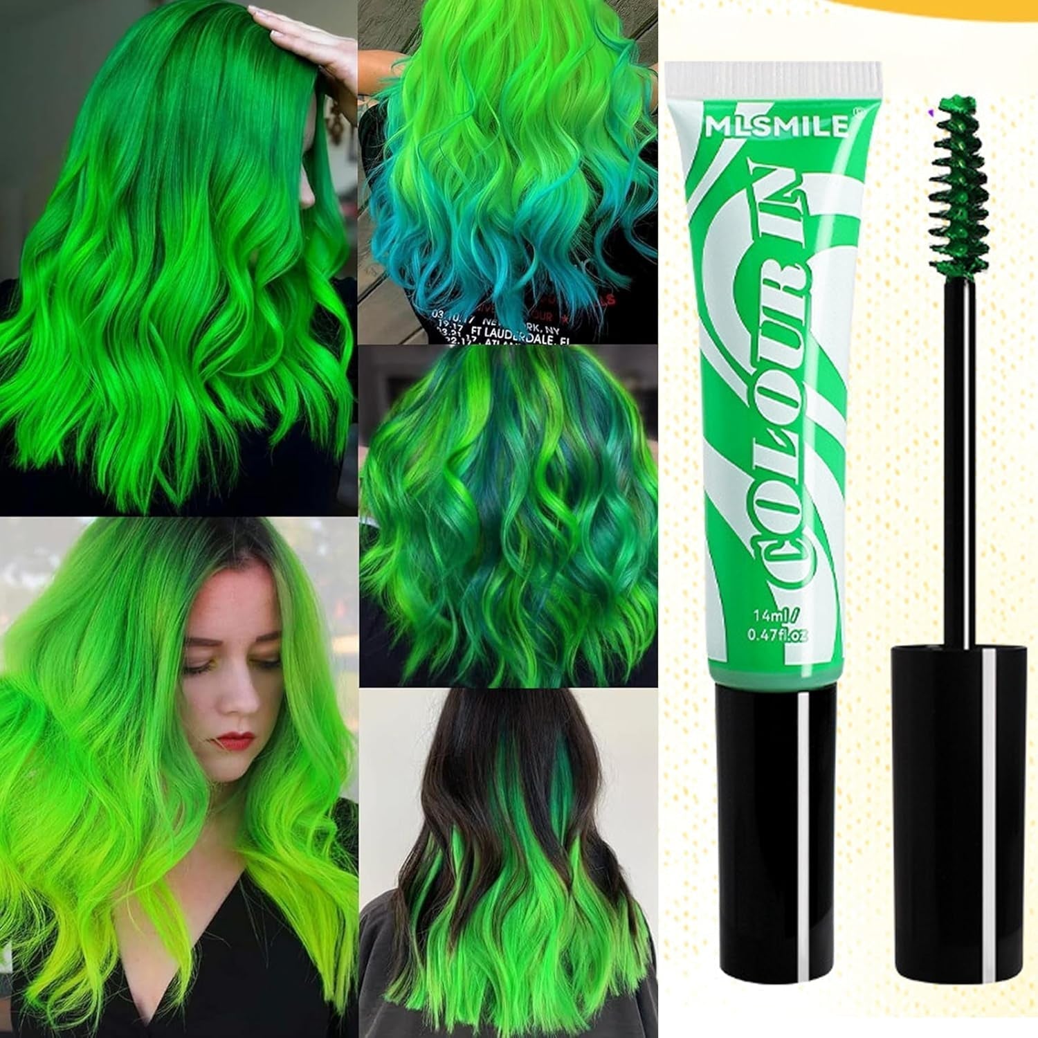 Grüne temporäre Haarfarbe – 14 ml Haarkreide-Haarfärbemittel, waschbarer grüner Haarfärbestift, sofortige Farb-Haarkreide, Karnevalskreide-Haarfärbemittel für Weihnachten, Halloween, Karneval, Cosplay-Haarfärbemittel Naty Shop