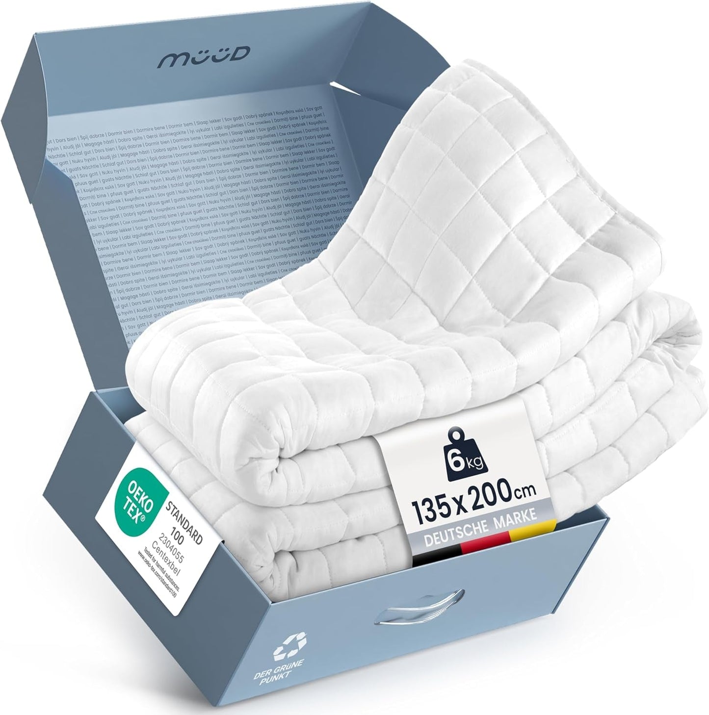 7 kg Therapiedecke I 135X200Cm I Für erholsamen Schlaf I Hochwertige Gewichtsdecke aus atmungsaktiver Baumwolle I Stressreduzierend und therapeutisch - Inklusive Packbox mit Tragegriff Betten und Decken Besuche den mÃ¼Ã¼d-Store 135 X 200 Cm 6,0 Kilogramm