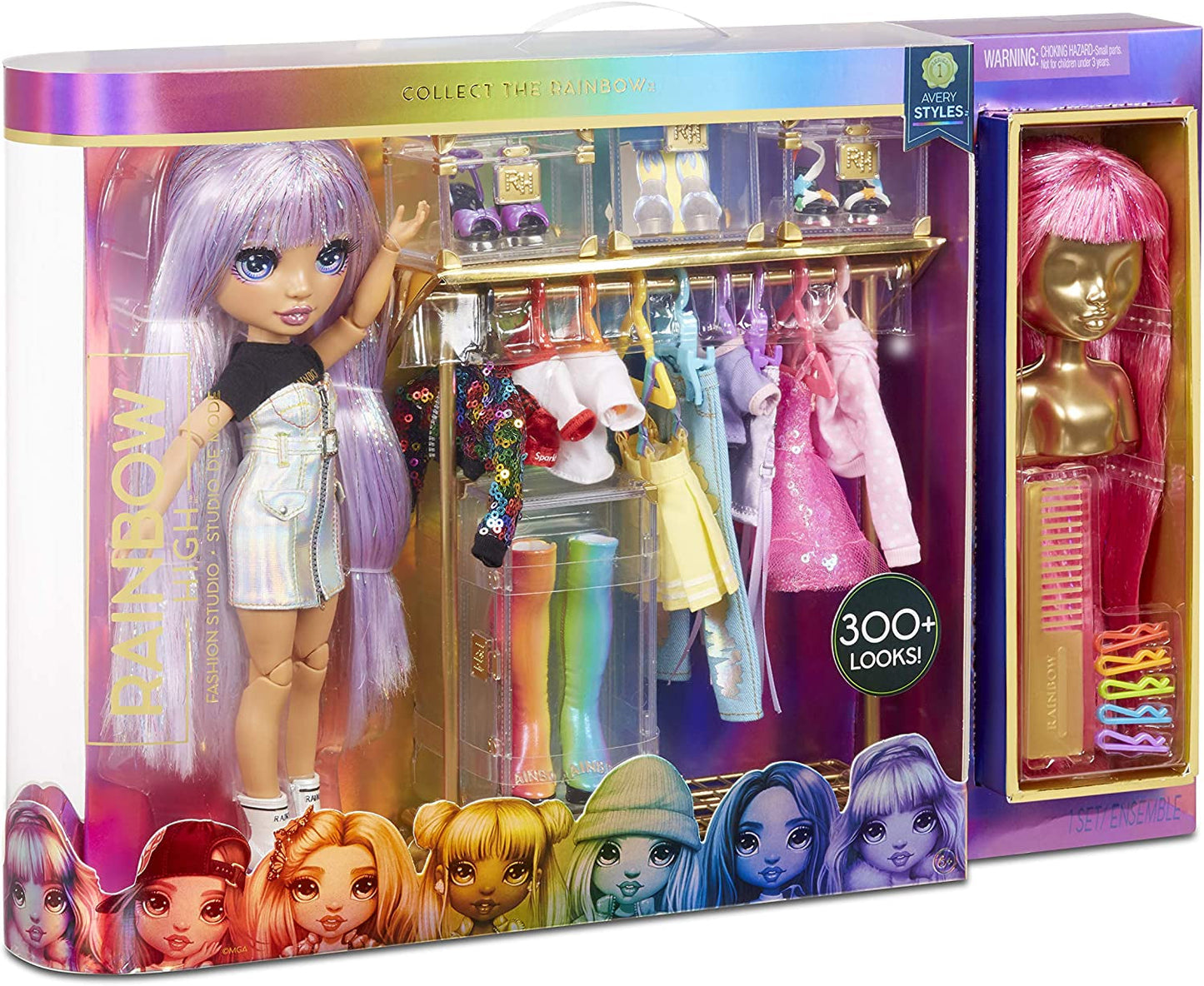 Rainbow High 571049 Fashion Studio – Exklusive Puppe mit Kleidung, Accessoires und 2 glänzenden Perücken – Kreieren Sie über 300 Outfits!