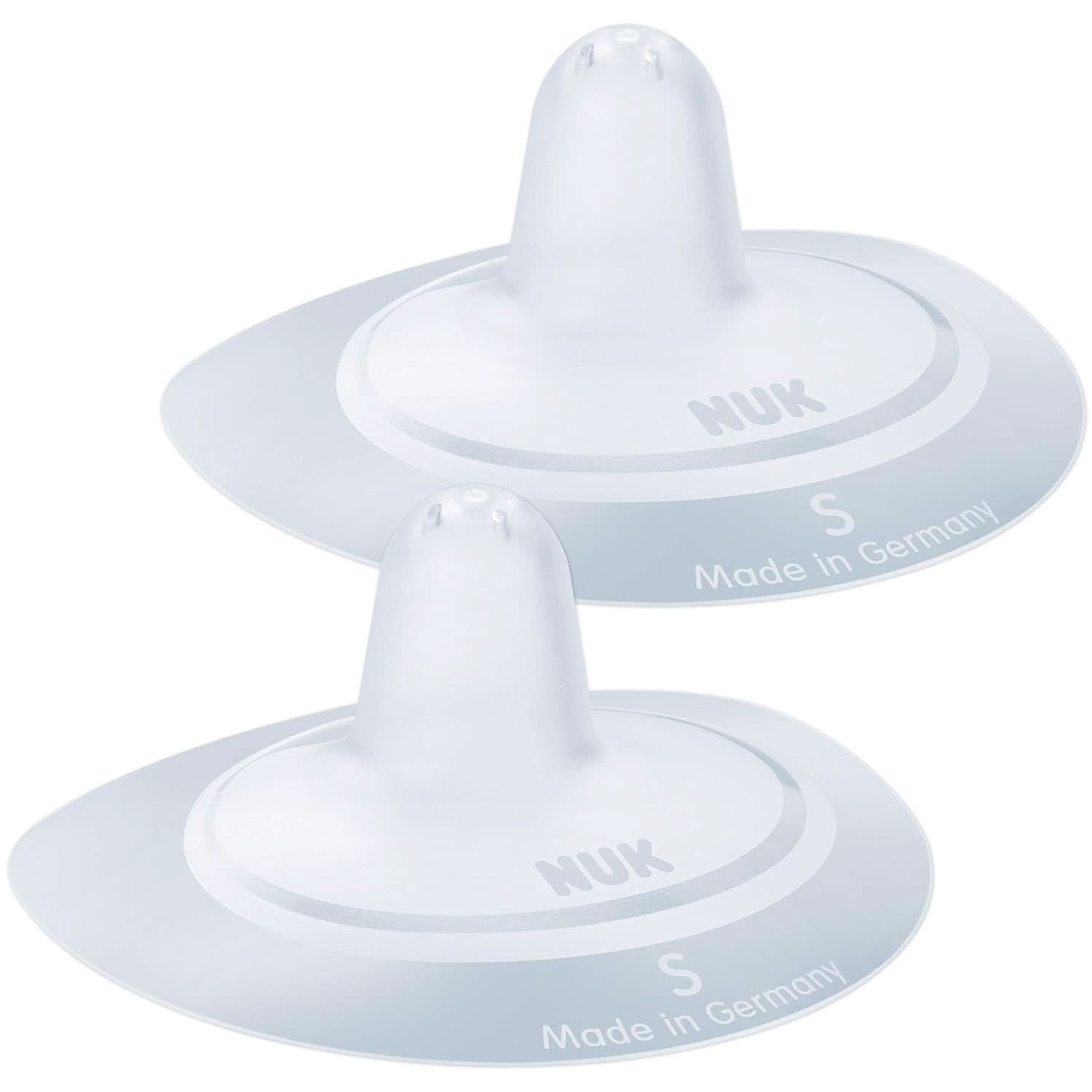 NUK Stillhütchen | Stillhütchen | Schützt vor wunden Brustwarzen | Dünnes Silikon | Größe S (16 mm) | 2 Stück Babynahrung und Stillzubehör Naty Shop
