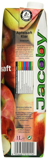 Jacoby 100 % klarer Apfelsaft, 6 x 1 Liter Alkoholfreie Getränke Naty Shop