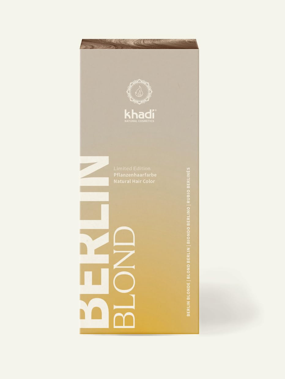 khadi BERLIN BLOND pflanzliche Haarfarbe – färbt Haare in einem kühlen grau-blonden Farbton – natürliche Haarfarbe 100 % pflanzlich, natürlich und vegan – 100 g Haarfarbe Naty Shop Standardtitel