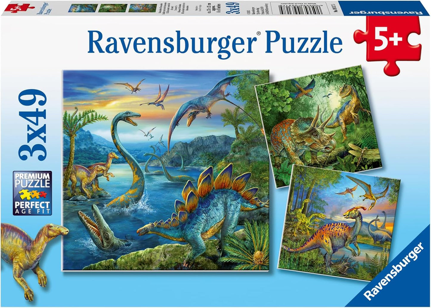 Ravensburger Puzzle für Kinder – 09317 Faszination der Dinosaurier – 3 x 49 Teile Puzzle für Kinder ab 5 Jahren Puzzle Naty Shop Single