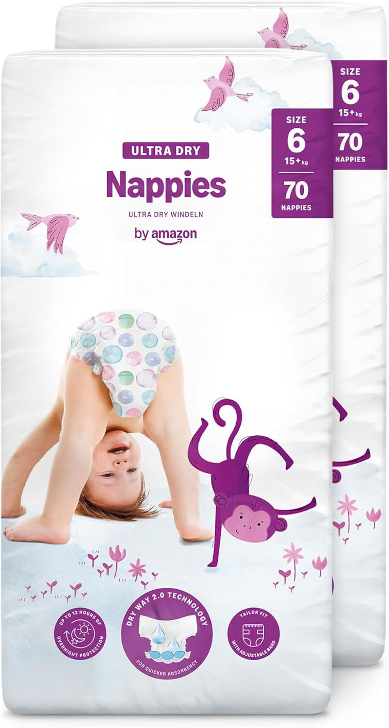 Amazon Ultra Dry Windeln, Größe 3 (4–9 kg) – Monatsbox, Weiß, 172 Stück (2 Packungen à 86 Stück) (ehemals Mama Bear, identisches Produkt)