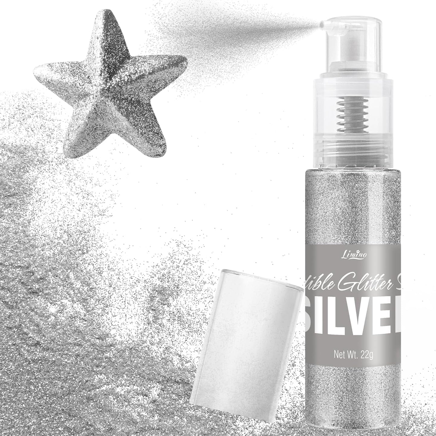 Essbares Glitzerspray – 22 g essbarer Glitzer, essbares Glitzerpulver für Getränke, Kuchendekorationen, Macarons – Lebensmittelfarbenes Glitzerpulver, essbarer Glitzer für Cocktails, Muffins (Pink)