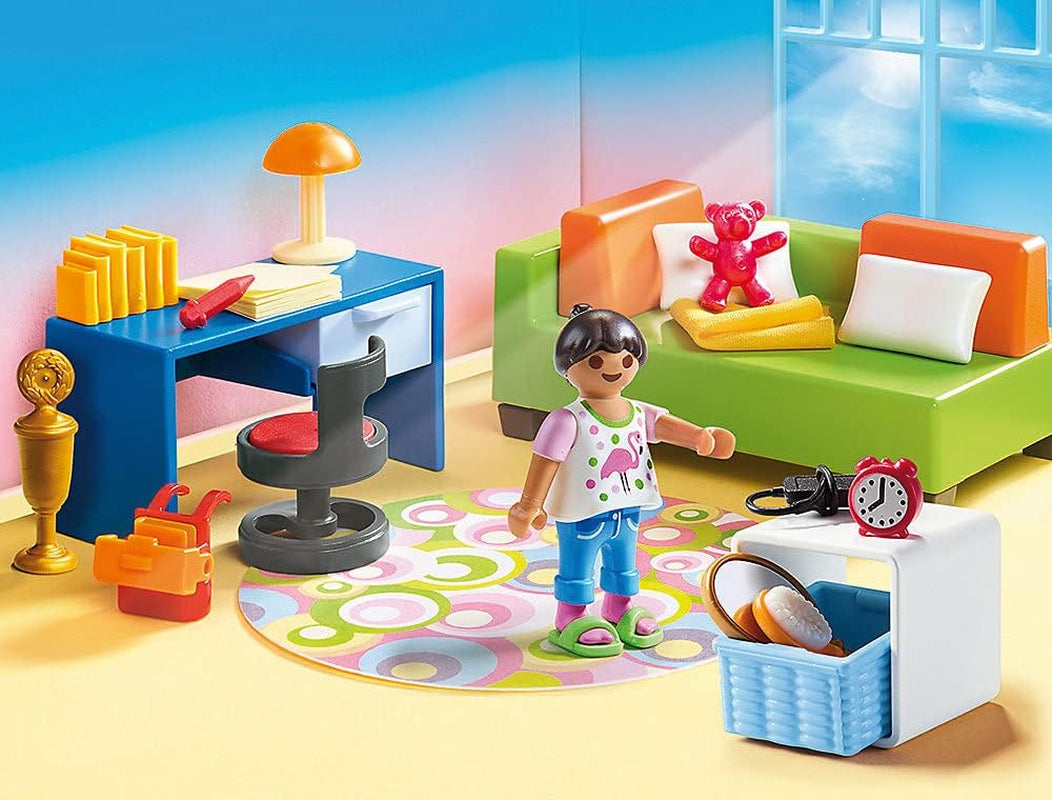 Puppenhaus 70985, zusammenklappbares Puppenhaus mit Griff, Spielzeug für Kinder ab 4 Jahren und Puppenhaus 70209, Jugendzimmer mit Mädchenfigur und Zubehör, ab 4 Jahren
