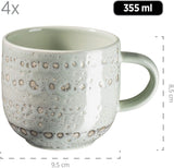 MÄSER 931744 Spicy Market Serie, handbemaltes Geschirrset für 4 Personen im mediterranen Vintage-Design, 16-teiliges Keramik-Kombinationsset, grün, Steinzeug