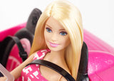 Barbie-Puppe und rosa glitzerndes Cabriolet, realistische Reifen, Logo, Spielzeug für Kinder ab 3 Jahren, DJR55