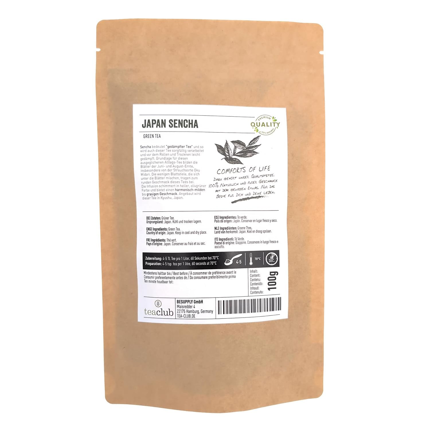 Japanischer Grüntee Sencha lose 100g, Japanischer Grüntee aus Kyushu, Strauchsorte Oku Midori, Teaclub Green Tea