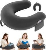 Gaming- und Lesekissen, Lesekissen für Bett/Couch/Boden, Füttern/Häkelkissen mit großem ergonomischem Gaming-Kissen, Gamer-Kissen für iPad/Laptop – Schwarz