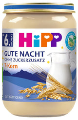 HiPP Bio Gute Nacht mit 7 Cerealien (6 x 190g), Babynahrung ab 6 Monaten, ohne Zuckerzusatz, sehr sättigend, beste Bio-Qualität