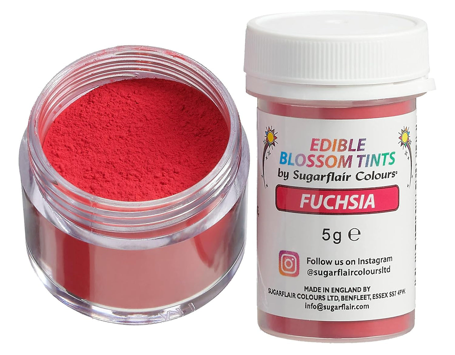 Sugarflair Blossom Tint Dust Fuchsia Lebensmittelfarbpulver – Lebensmittelfarbpulver für Kuchendekoration, Zuckerpaste, Fondant, Glasur, Schokolade, Buttercreme, Macarons und mehr – 5 g