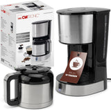 Clatronic® Kaffeemaschine mit Thermokaraffe für 8–10 Tassen Kaffee (ca. 1,2 l) | Filterkaffeemaschine aus Edelstahl | Doppelwandige Thermoskaraffe | Kein Temperaturverlust | Kaffeemaschine 800 W | KA 3805