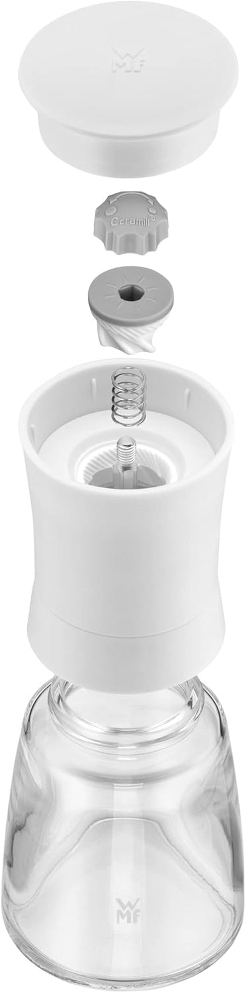 WMF Trend Salz- oder Pfeffermühle 14 cm, ohne Füllung, Keramikmahlwerk, Kunststoff, Glas, weiß Mühlen und Hobel Naty Shop