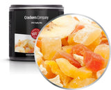 1 x 3 kg exotische Fruchtmischung, kandierte Fruchtstücke, Papaya, Mango, Wassermelone, Ananas, Kokosnuss, Apfel, Banane, fettarm, salzarm, vegetarisch, glutenfrei, laktosefrei, dehydrierte Produkte, My Store, 4 x 80 g in kleiner Membranbox (320 g)