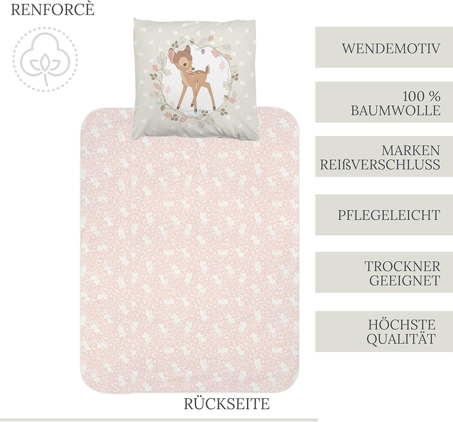 Bettwäsche für Mädchen, Bambi, 100 % Baumwolle. Bettwäsche – Kinder Naty Shop