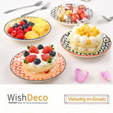 Kuchenteller, 6er-Set; kleine Dessertteller (15 cm); Salatteller aus Porzellan; bunte Teller zum Frühstück; Miniteller für Nudeln, Obst, Brot
