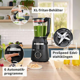Highspeed-Standmixer Vitapower Serie 6 MMBD665B1, 45.000 U/Min, 6 Programme Inkl Heiße Suppe & Reinigung, 2 L Mixbehälter, Stopfer, Spülmaschinenfeste Teile, Made in Europe, 1800W, Schwarz Kitchen Naty Shop