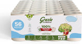 Grazie Natural Toilettenpapier, Econatural, 56 Rollen, recyceltes Fibrepack-Toilettenpapier, 100 % ökologisch, umweltfreundlich, Ecolabel-zertifiziert und FSC-recycelt, hergestellt in Italien