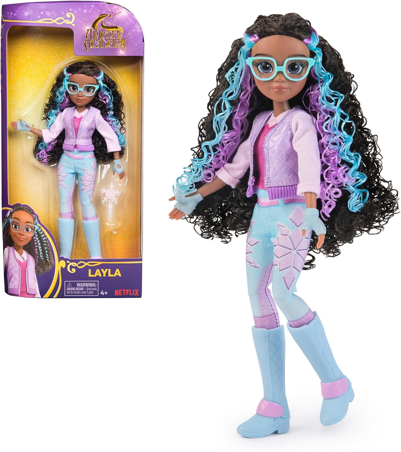 Unicorn Academy Deluxe Masked Ball Sophia – 24 cm große Puppe aus der beliebten Netflix-Serie mit 2 Outfits, klassischer Verkleidung und Rollenspiel, ab 4 Jahren. Naty Shop Dolls Layla Doll Dress Up