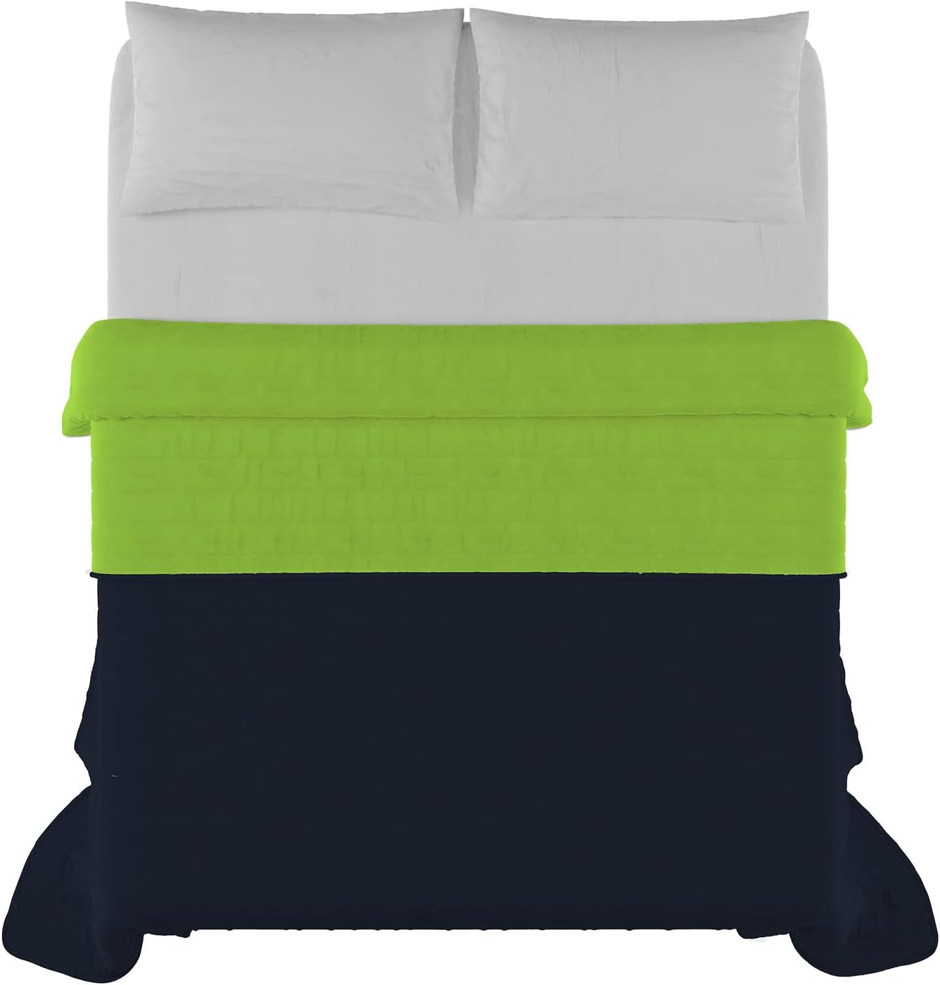 Elegante Steppdecke für ein Doppelbett, 260 x 270 cm, Dunkelblau/Apfelgrün. Betten und Steppdecken. Besuchen Sie den Italian Bed Linen-Store