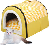 Katzenhöhle | Katzenhaus für Draußen Winterfest | Katzenhöhle Outdoor für Katzen | Katzenbett Höhle Katzenhaus Mit Abnehmbarem Waschbarem Matte | Wasserdichtes wetterfestes Katzenbett Innen Draußen