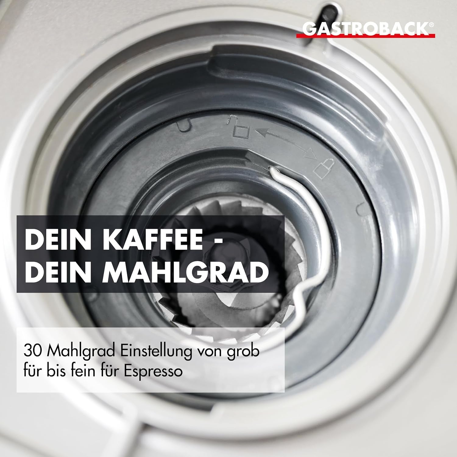 GASTROBACK Espressomaschine mit Mahlwerk inklusive Milchkännchen, Presser und Edelstahl-Siebträger – Barista-Espressomaschine mit Milchaufschäumer – Espressomaschine mit 30 Mahlgradeinstellungen