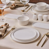 Karaca Stream Bone Bomo 12-Personen-Geschirrset, elegantes quadratisches Teller-Set, elegantes weißes Porzellangeschirr