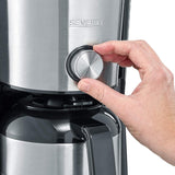 SEVERIN „TypeSwitch“ Espressomaschine mit Thermokaraffe, AromaSwitch zur Wahl zwischen 2 Brühprofilen, Kaffeemaschine für bis zu 10 Tassen, 1000W, Edelstahl gebürstet-schwarz, KA 4845