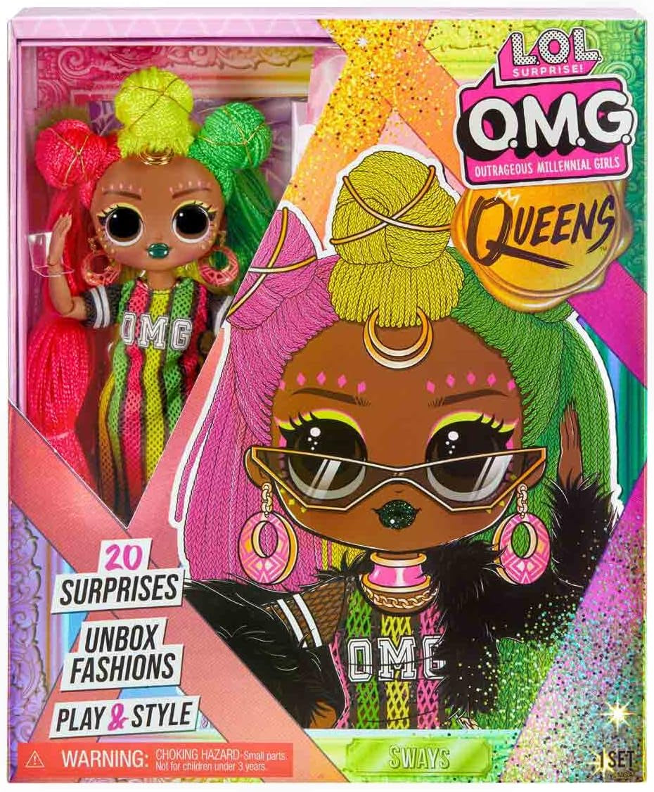 LOL Überraschung! OMG Queens Fashion Doll – SWAYS – 20 Überraschungen inklusive Outfit, Accessoires, Puppenständer und mehr – Sammlerstück – für Jungen und Mädchen ab 4 Jahren
