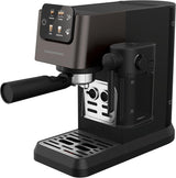 Siebträger-Espressomaschine GRUNDIG KSM 5330 mit integriertem Milchbehälter, Leistung 1628 W, Pumpendruck 15 bar, Doppeldüse, farbiges Touch-Display, BrewSense, CreamyPro, Edelstahl dunkel/Schwarz