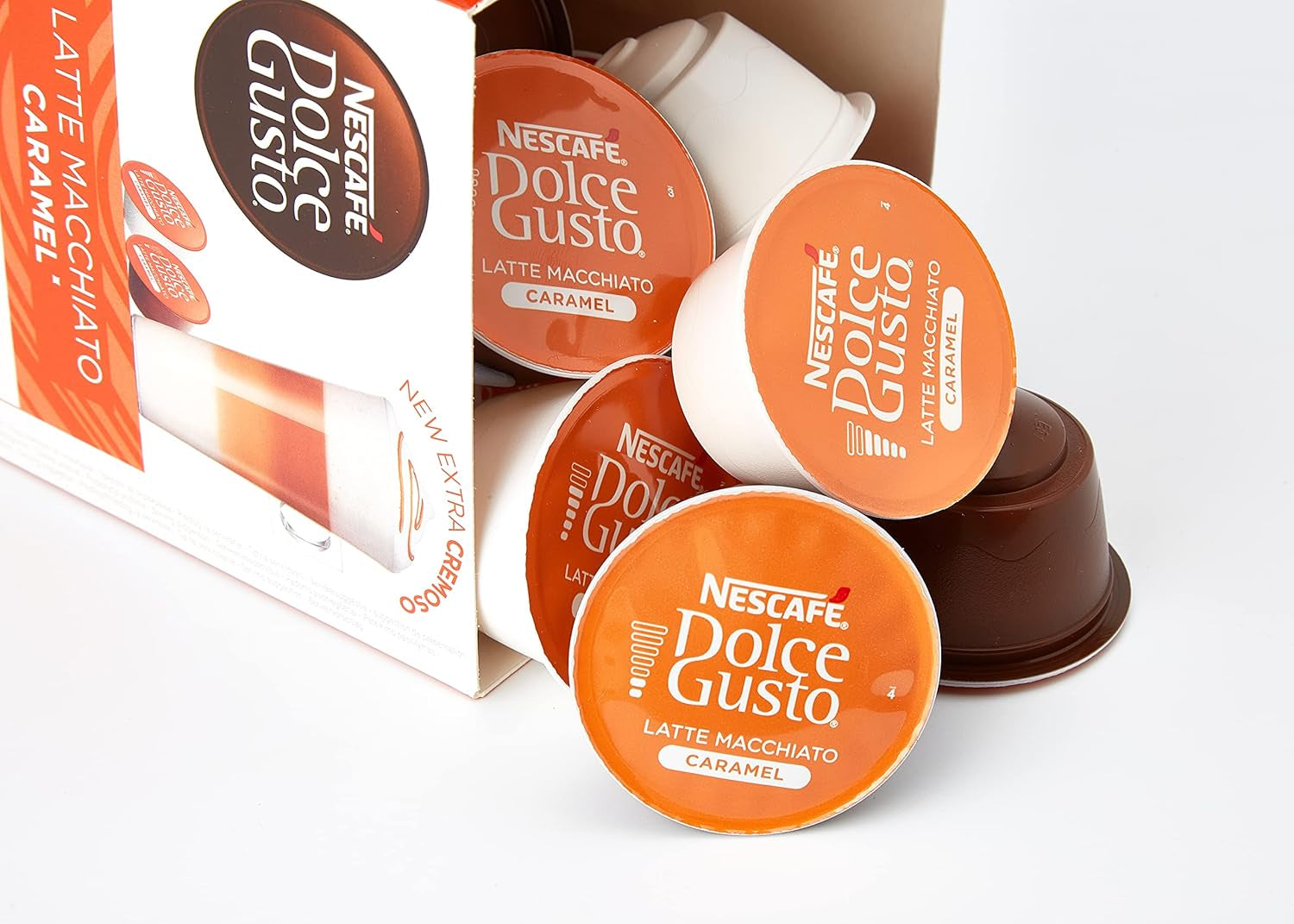 NESCAFÉ Dolce Gusto Latte Macchiato Vorratsbox 90 Kaffeekapseln (Aromatischer Espresso und Latte Macchiato Caramel