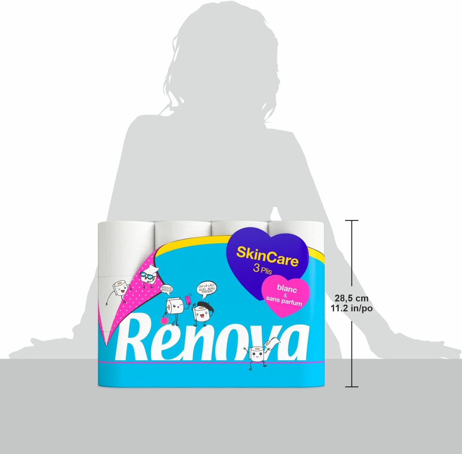 Renova Skincare Toilettenpapier, 3 Schichten, weiß, 24 Rollen