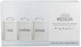 KitchenCraft Living Nostalgia Set mit 3 Vorratsdosen für Tee, Zucker und Kaffee in Geschenkbox, Stahl, Antikcreme, 11 cm x 11 cm x 17 cm, Vintage-Blau. Aufbewahrungsboxen für Lebensmittel von Naty Shop