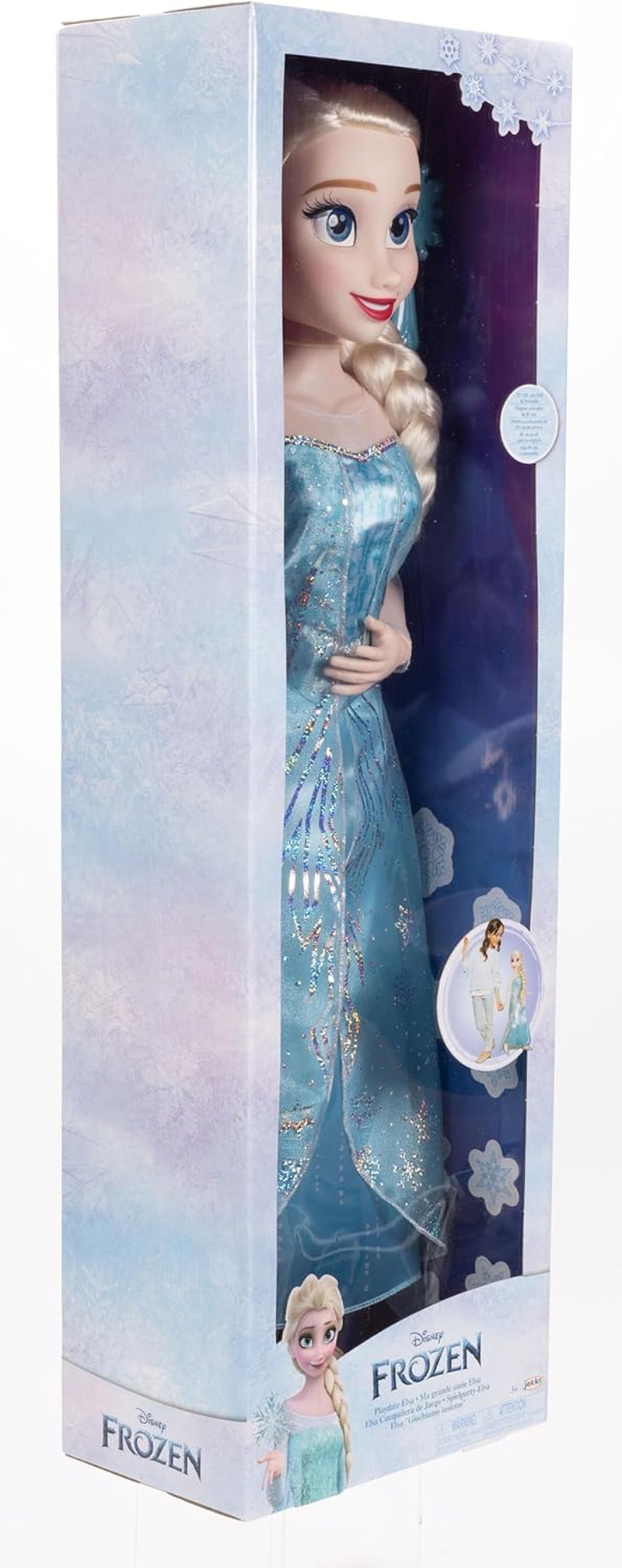 Disney Frozen Playdate Elsa Riesenpuppe 80 cm von Jakks Pacific Voll bewegliche Puppe mit 11 Gelenkpunkten, inklusive Haarbürste und Zubehör