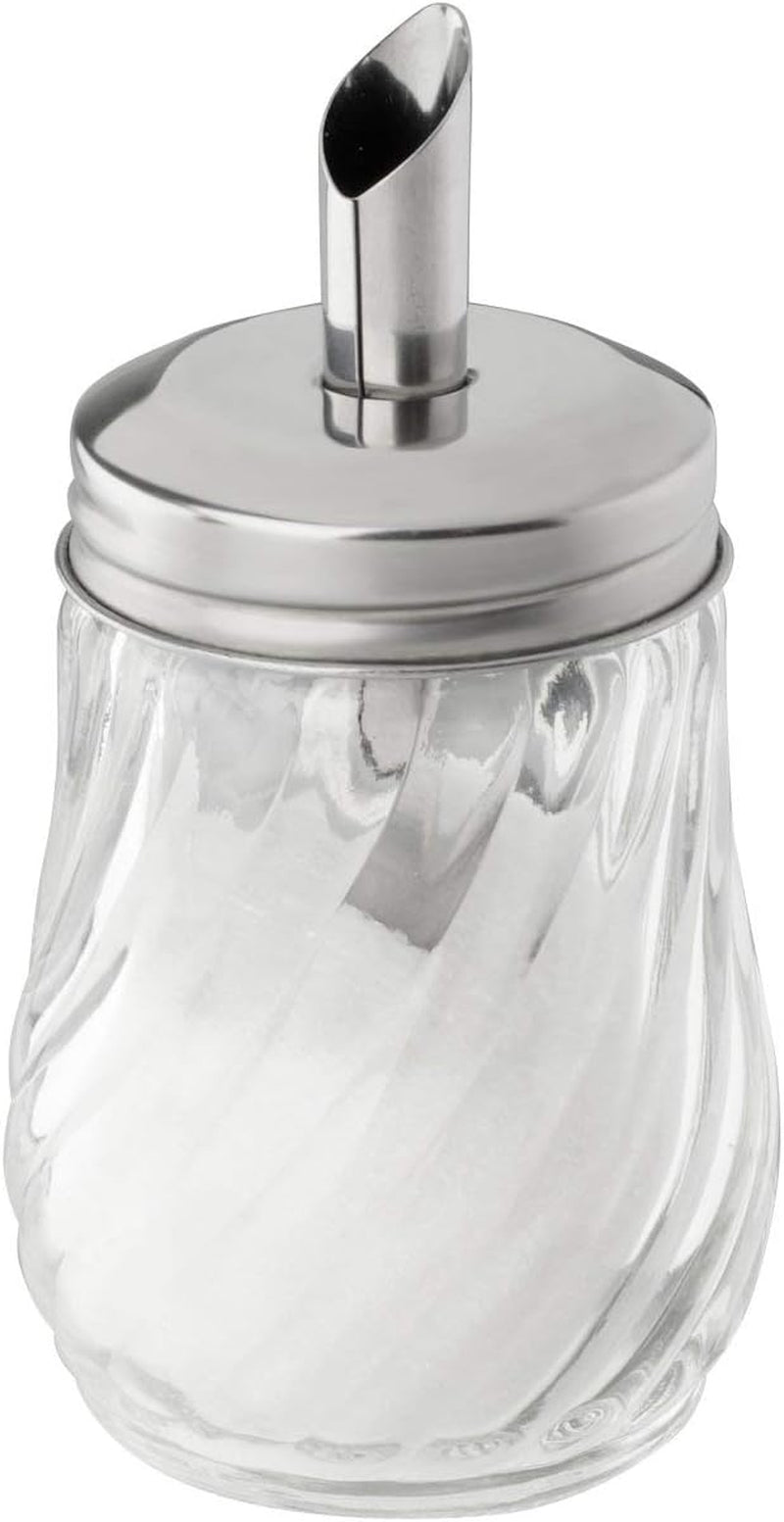 FMprofessional 160ml FLEURETTE Zuckerspender, Glasbehälter, Behälter zum einfachen Dosieren, Behälter für verschiedene Anlässe, hochwertiger Behälter (Farbe: Silber), Menge: 1 Stück