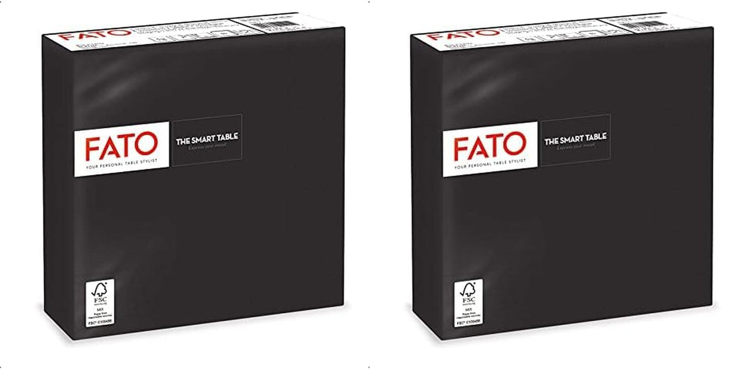 , Einweg-Papierservietten, ideal für zwanglose Mittagessen und Buffets, Packung mit 50 Servietten, Größe 33 x 33, 4-lagig, 2-lagig, schwarz, FSC-zertifiziert (2er-Pack)