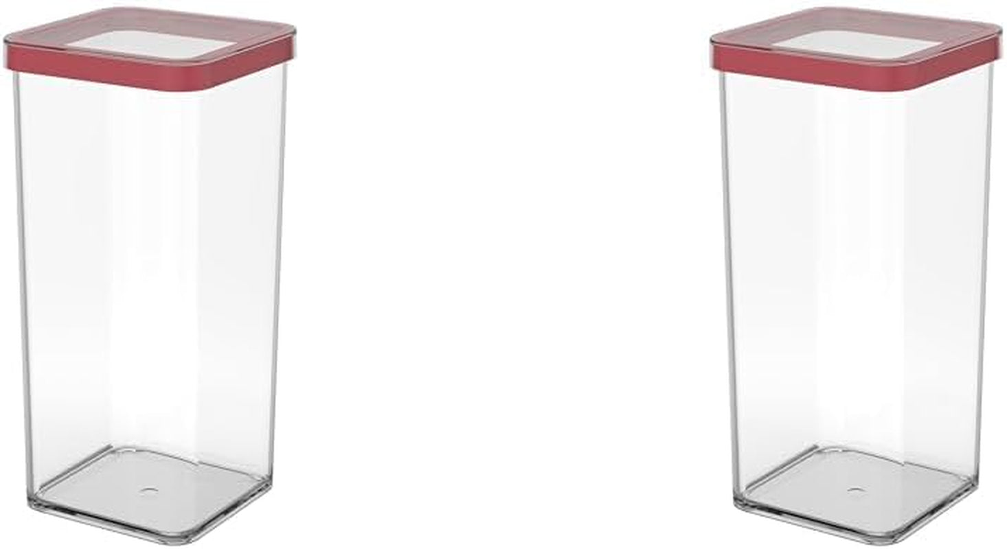 Rotho Loft Set mit 5 Vorratsdosen mit Deckel, verschiedene Größen, BPA-freier Lebensmittelkunststoff (PP), transparent/rot, (21,4 x 21,4 x 23,5 cm) Naty Shop Frischhaltedosen 1,5 l (2er-Pack)