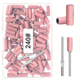 BLESWIN 100 Stück kleine Schleifbänder für Nagelbohrer, feine Körnung 240 mit 2 Stück 3-mm-Bohrern, Mini-Schleifbänder zum Polieren natürlicher Nägel und Reinigen der Nagelhaut zur Vorbereitung, Pink