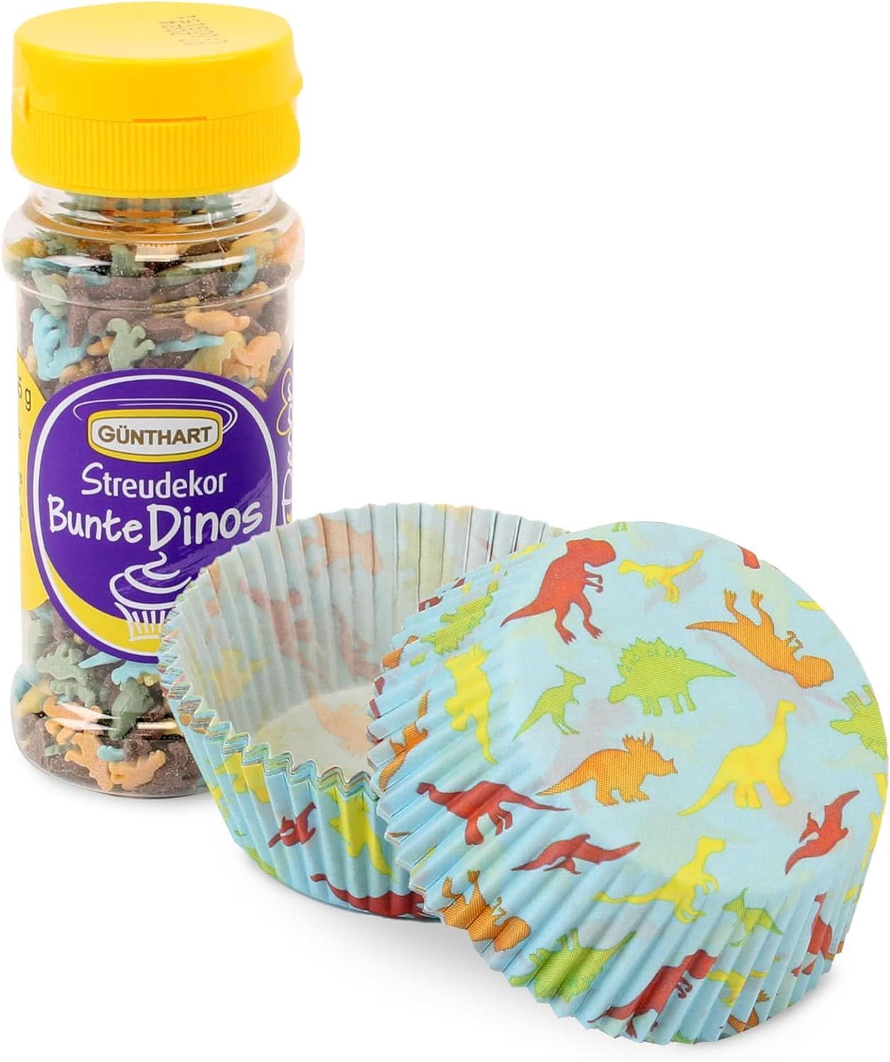 Günthart Dino-Set, 55 Gramm + 50 Cupcake-Förmchen aus Papier Sprinkles Naty Shop
